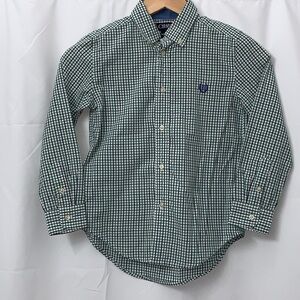 Boys Chaps Plaid Button Down Long Sleeve Shirt Size 7 EUC